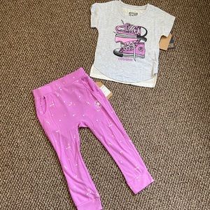 Converse Toddler Girl tee and pant set NWT